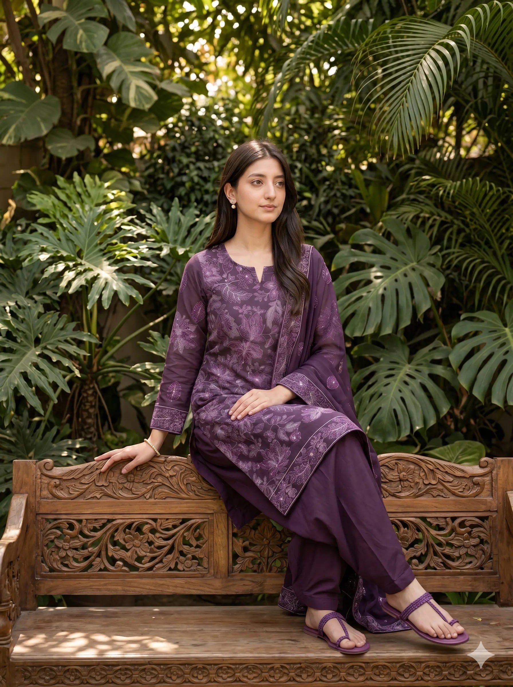 Deep Plum Embroidered Lawn — 3 Piece