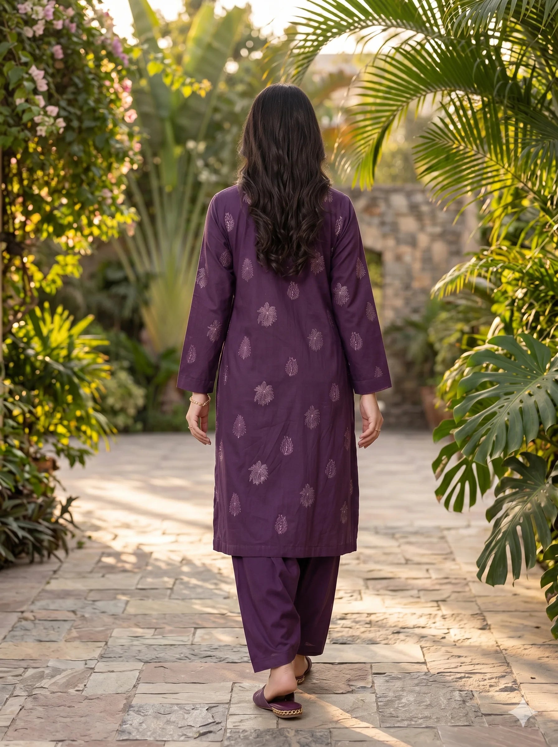 Deep Plum Embroidered Lawn — 3 Piece