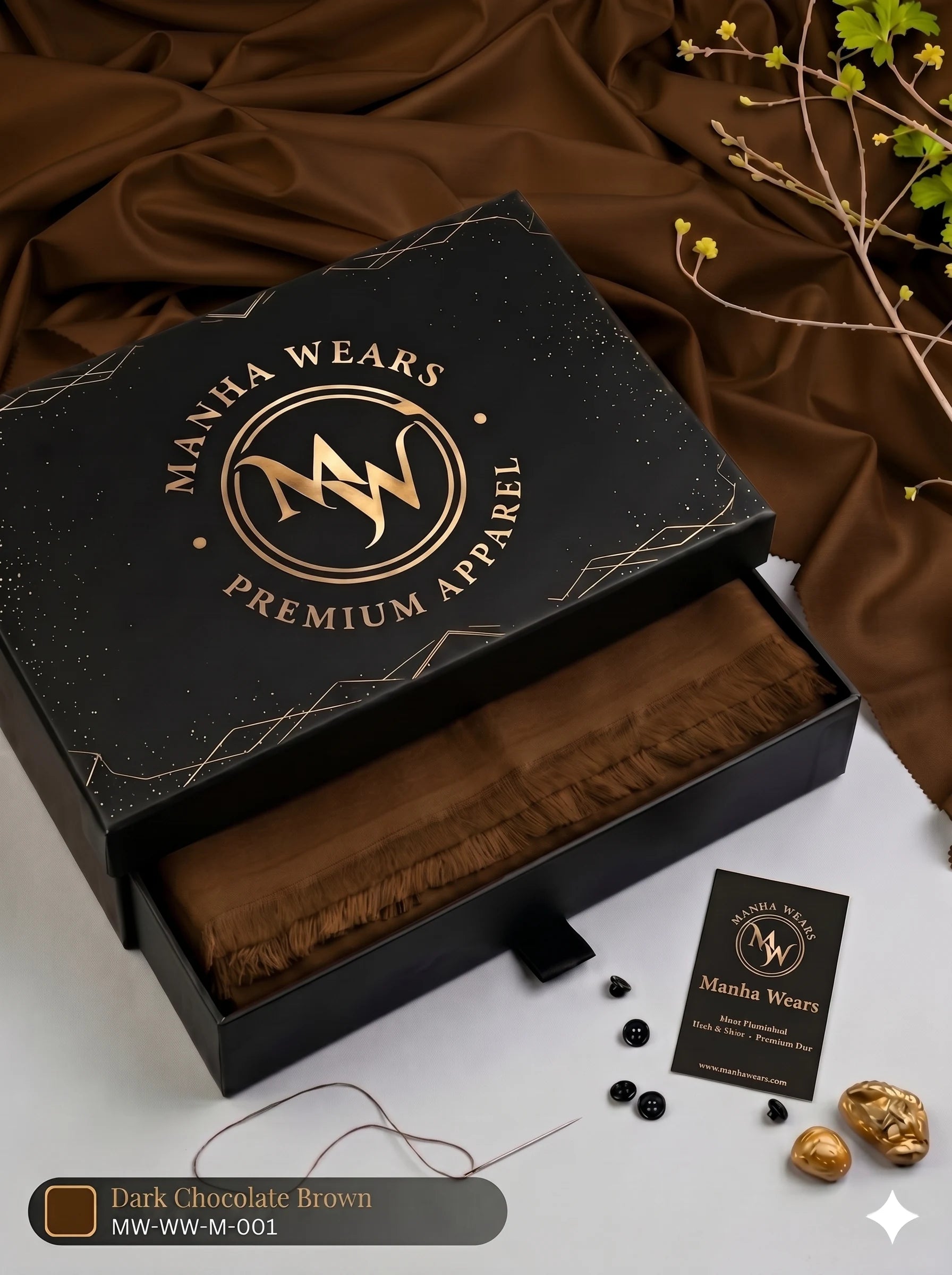 Dark Brown Wash & Wear-Premium Appearl | Unstiched