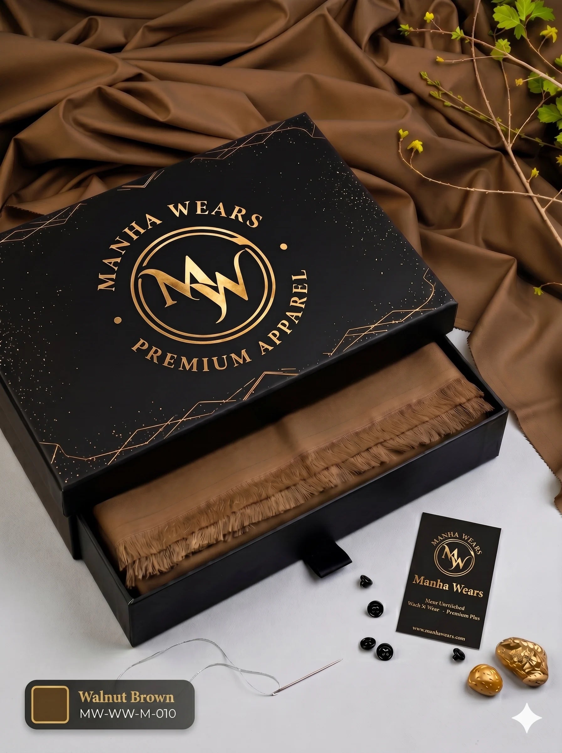 Walnut Brown Wash & Wear— Premium Apparel | Unstitched