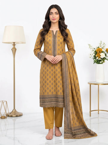 Golden Mustard Printed Lawn — 3 Piece Unstitched