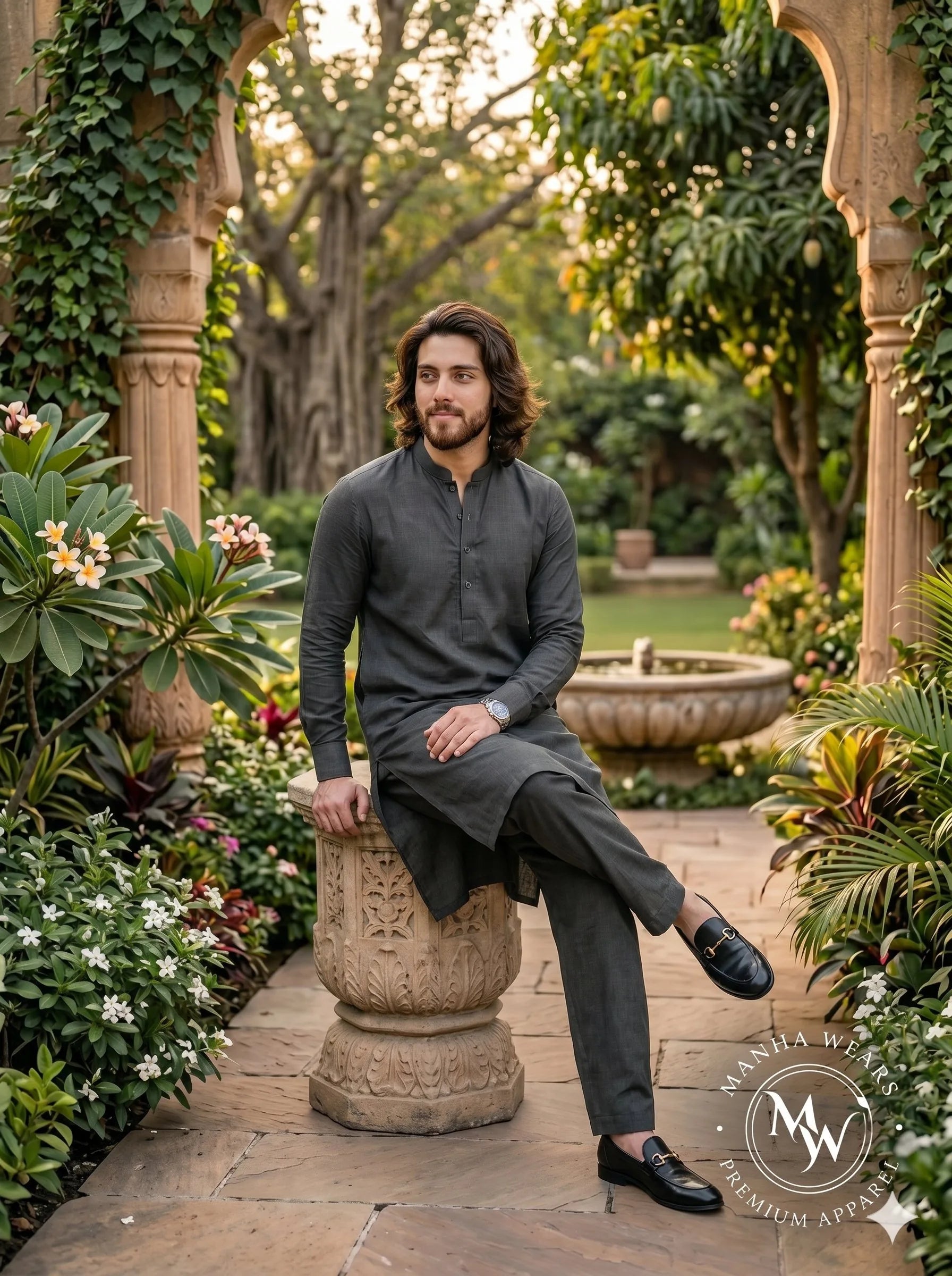 Charcoal Grey Wash & Wear-Premium Apparel | Unstiched