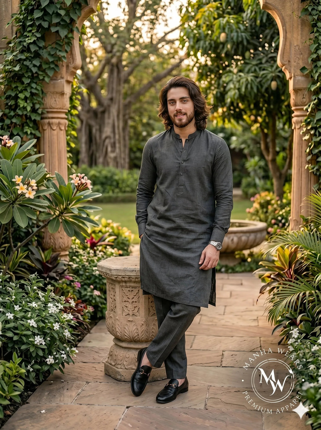 Charcoal Grey Wash & Wear-Premium Apparel | Unstiched