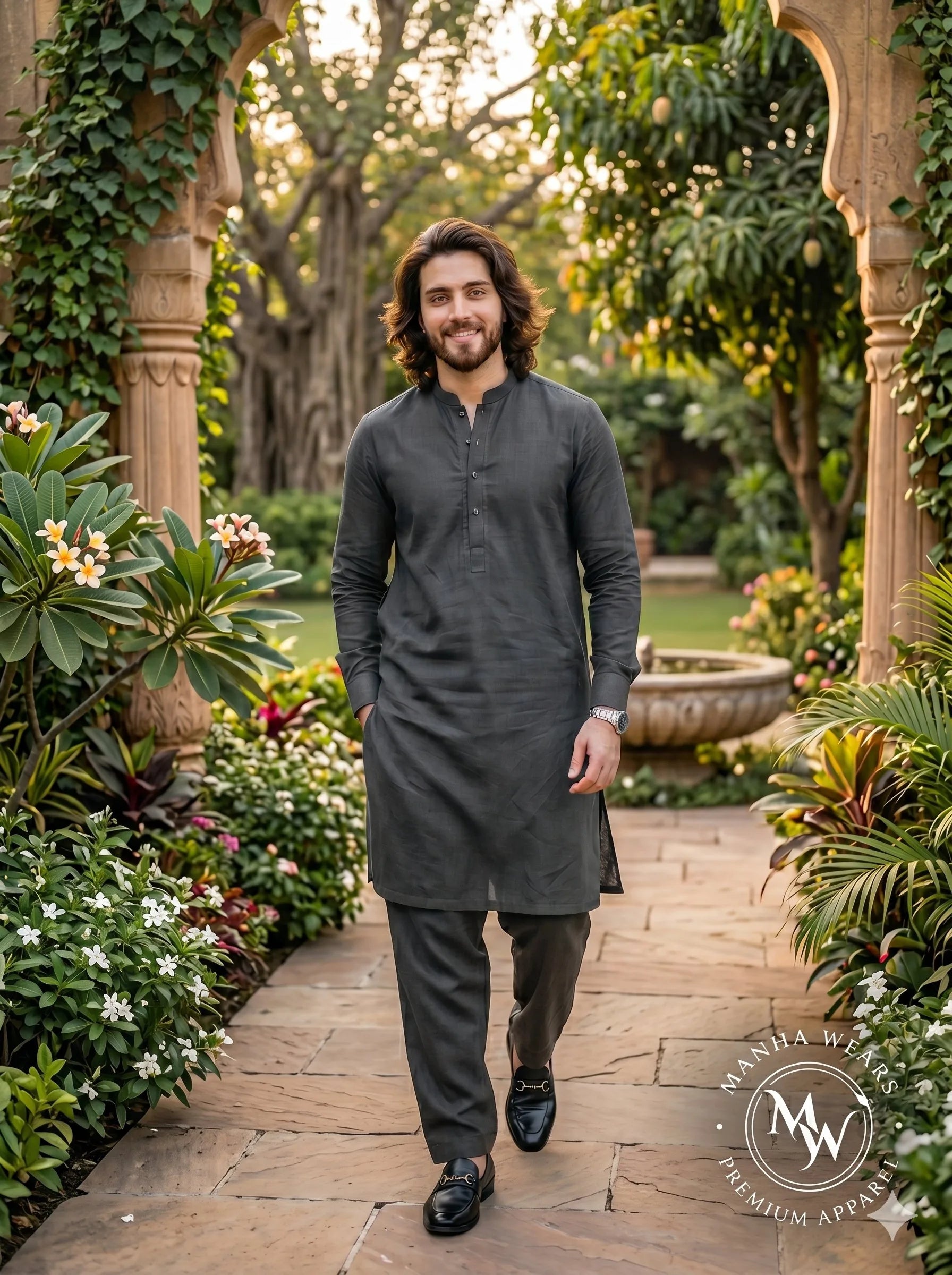 Charcoal Grey Wash & Wear-Premium Apparel | Unstiched