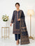 Navy Copper Printed Lawn — 3 Piece