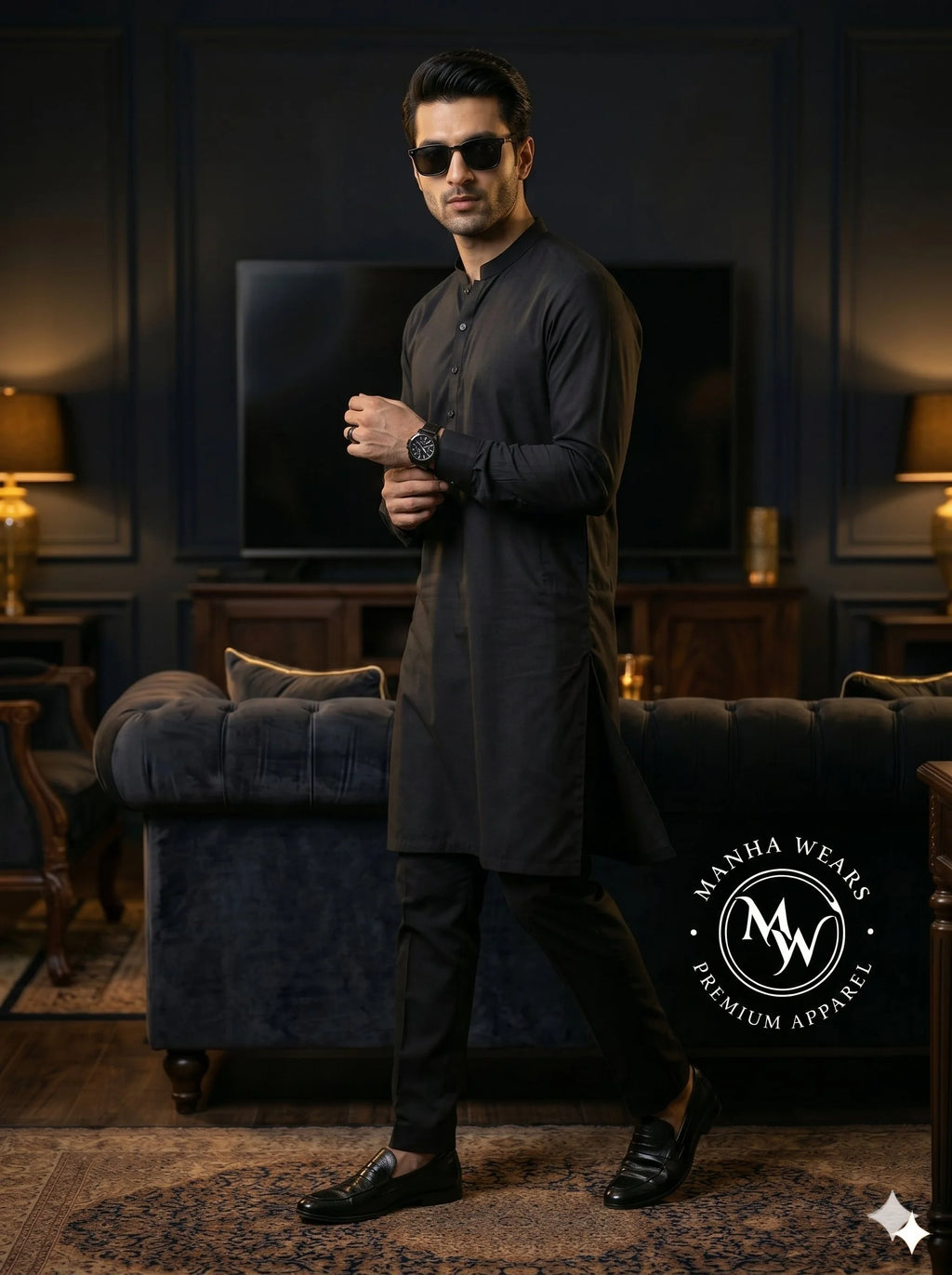 Midnight Black Wash & Wear— Premium Apparel | Unstitched