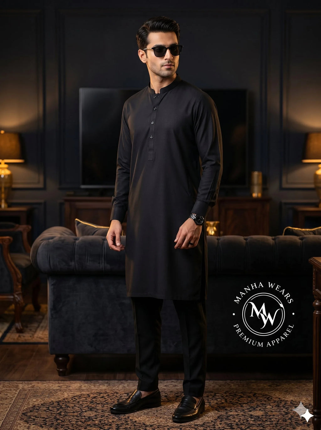 Midnight Black Wash & Wear— Premium Apparel | Unstitched