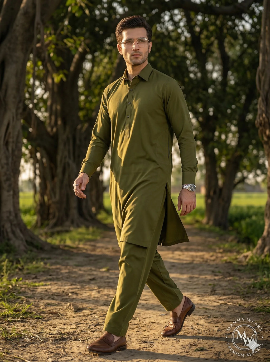 Army Olive Green Wash & Wear— Premium Apparel | Unstitched