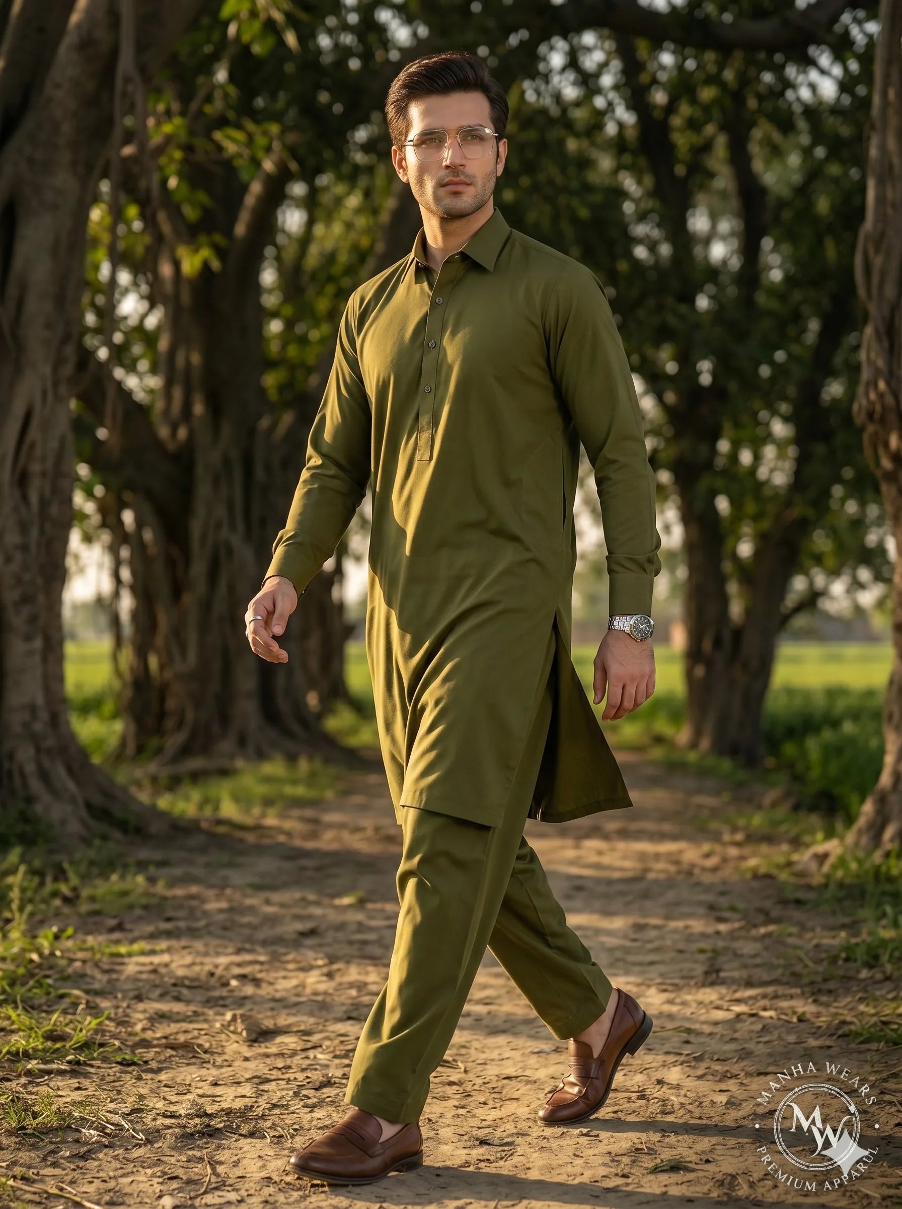 Army Olive Green Wash & Wear— Premium Apparel | Unstitched