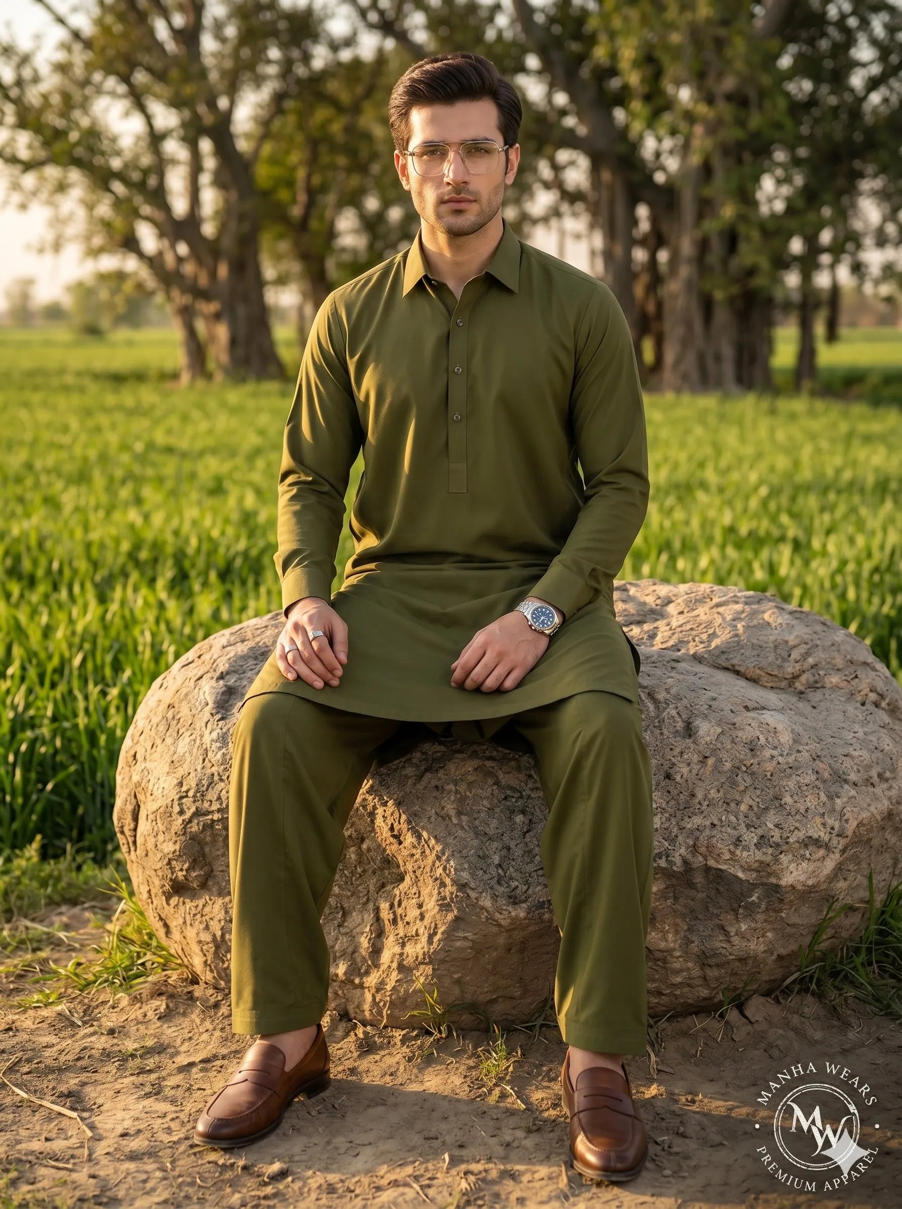 Army Olive Green Wash & Wear— Premium Apparel | Unstitched