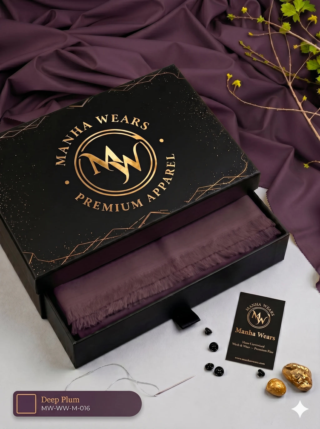 Deep Plum Wash & Wear— Premium Apparel | Unstitched