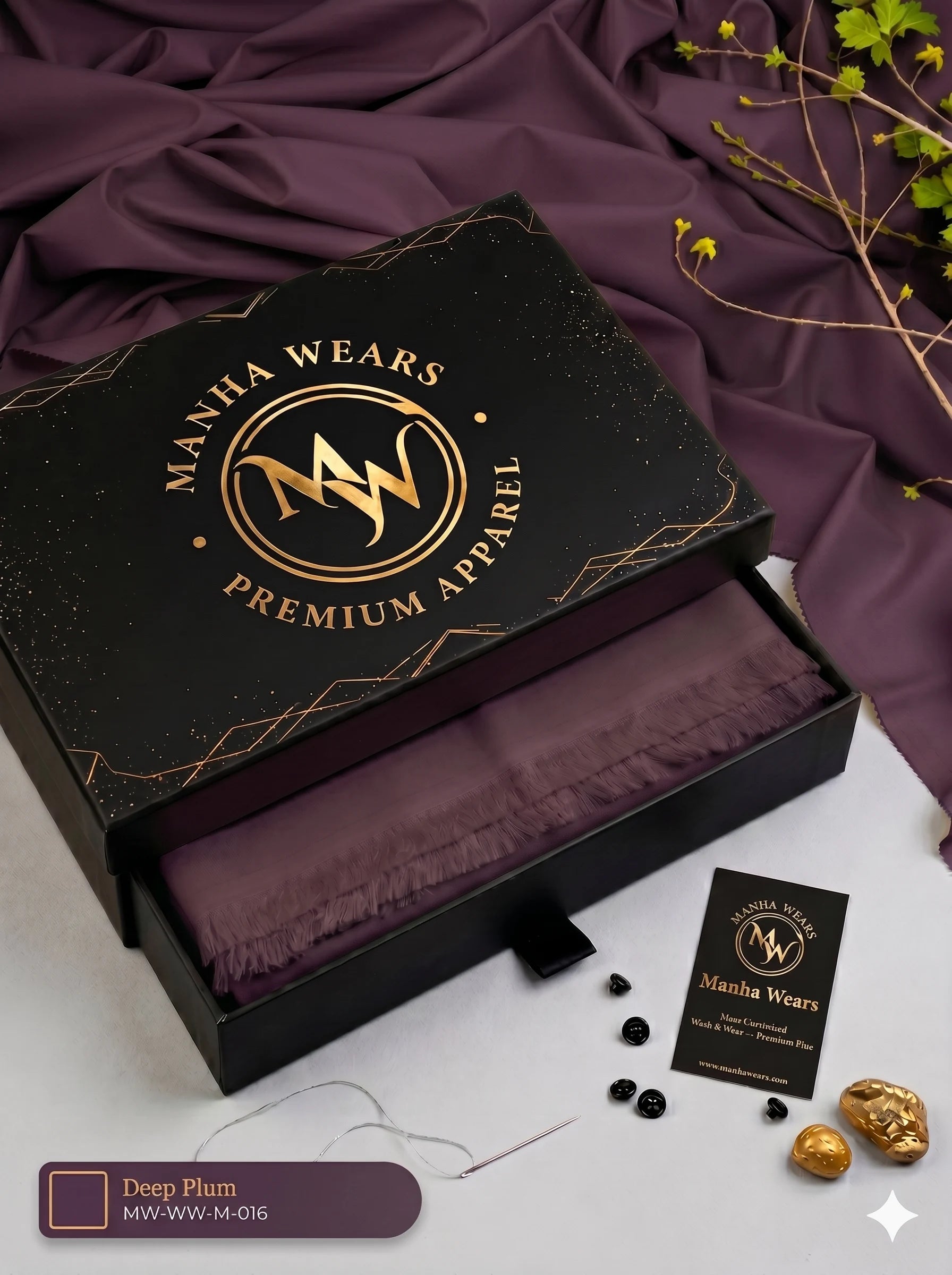 Deep Plum Wash & Wear— Premium Apparel | Unstitched