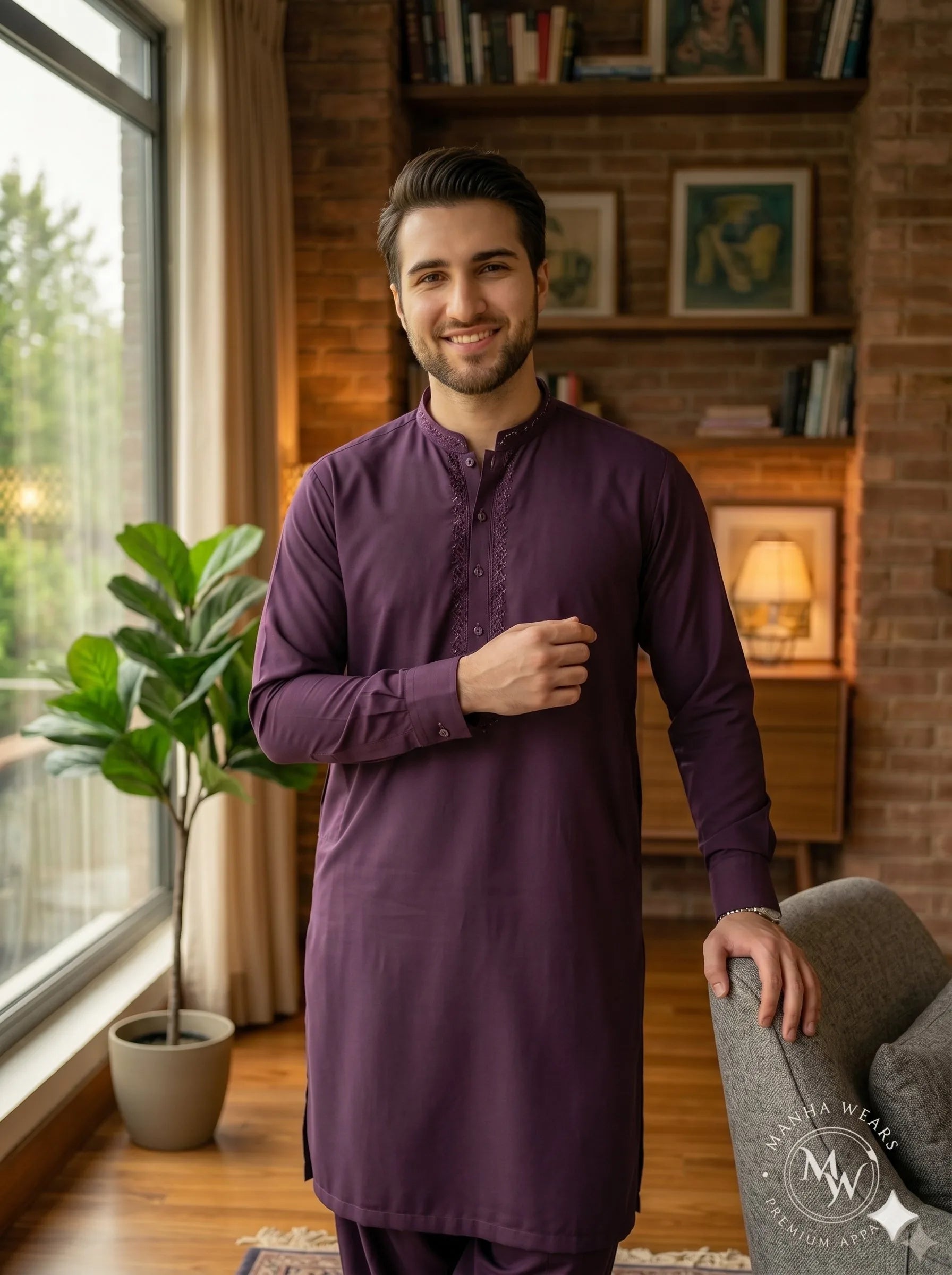 Deep Plum Wash & Wear— Premium Apparel | Unstitched