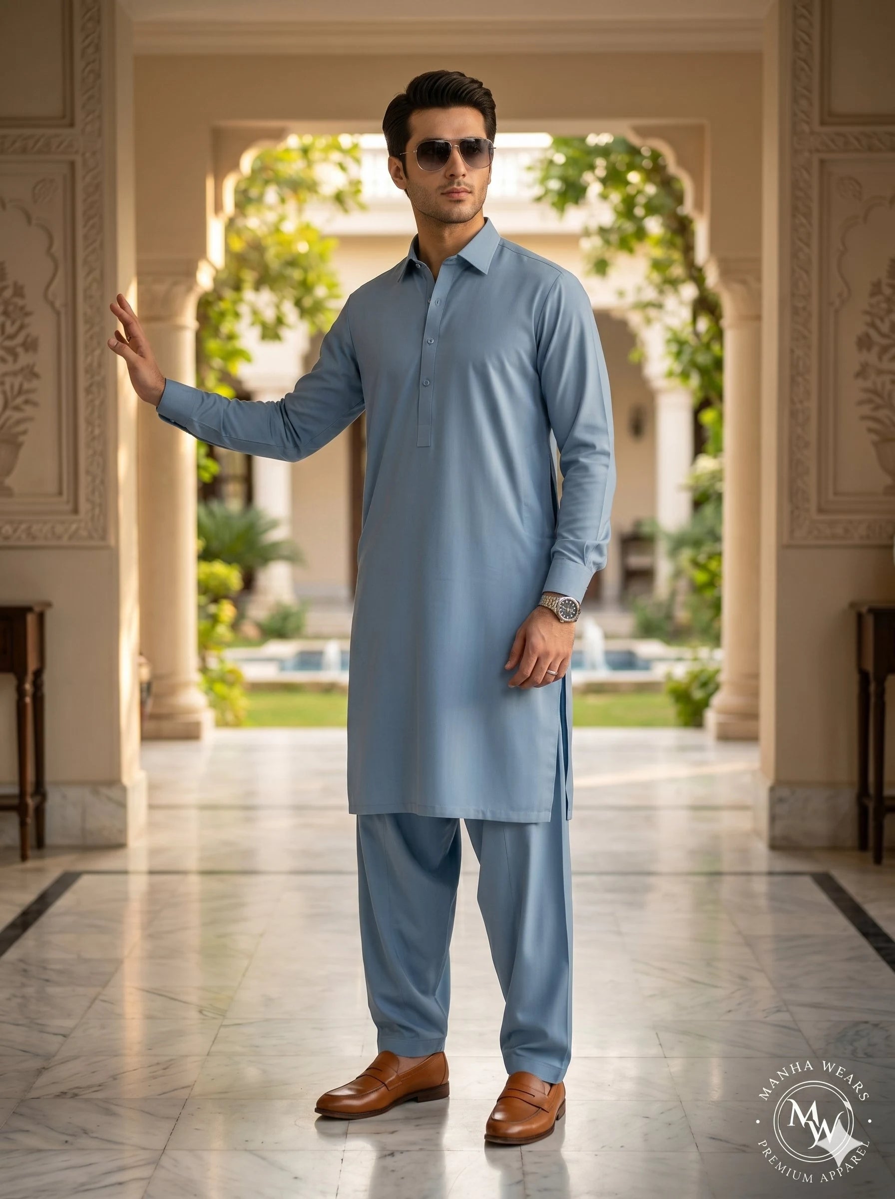 Sky Blue Wash & Wear— Premium Apparel | Unstitched