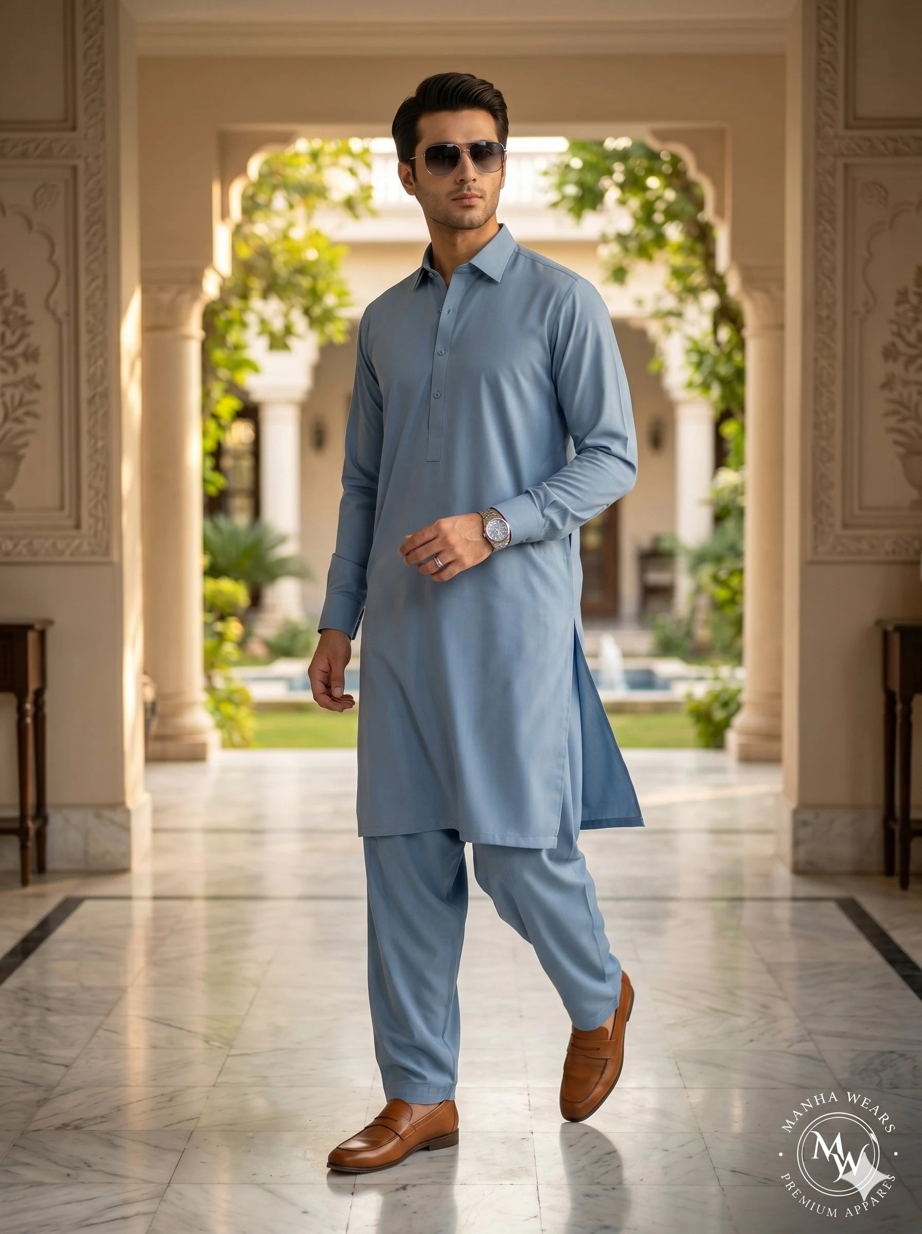 Sky Blue Wash & Wear— Premium Apparel | Unstitched
