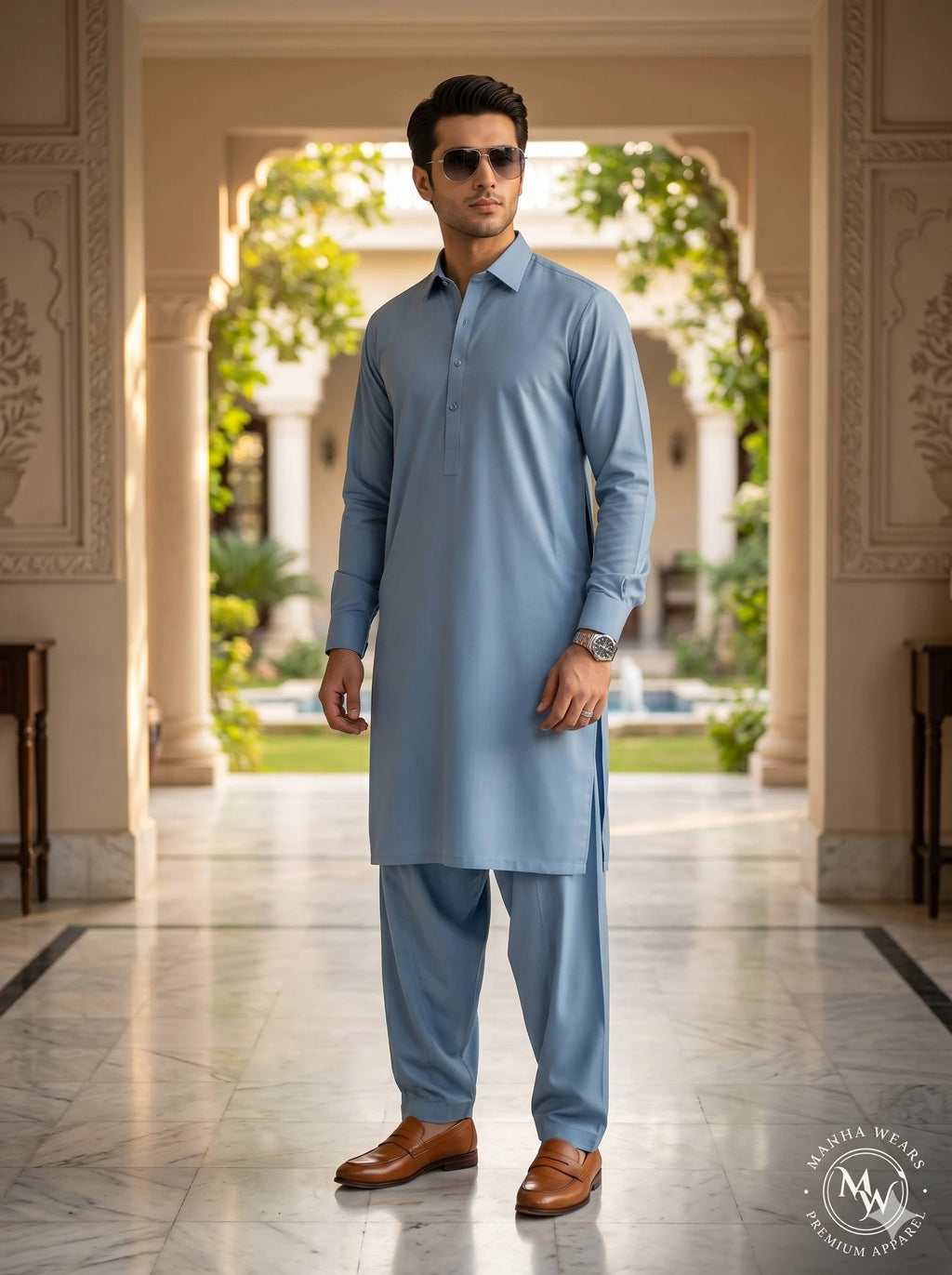 Sky Blue Wash & Wear— Premium Apparel | Unstitched