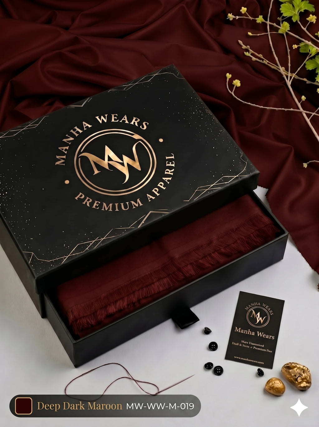 Dark Maroon Wash & Wear— Premium Apparel | Unstitched