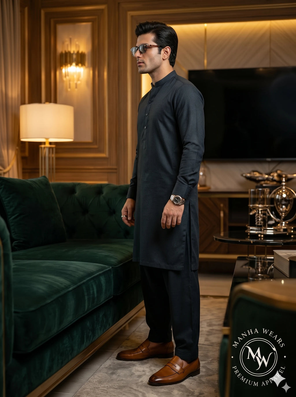 Deep Midnight Navy Wash&Wear — Premium Apparel | Unstitched