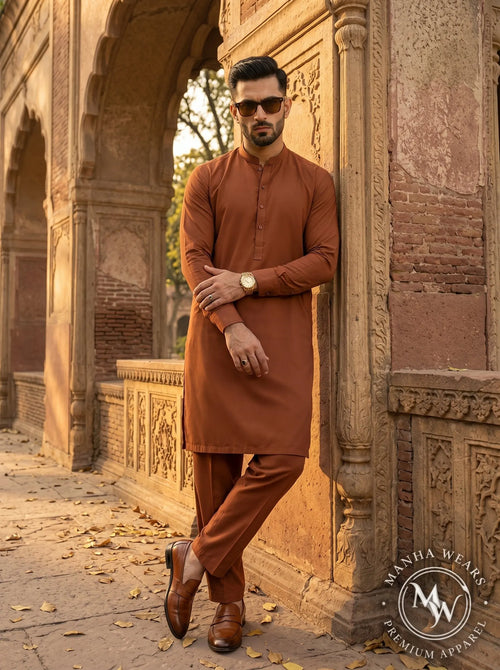 Burnt Sienna Brown Wash & Wear  — Premium Apparel | Unstitched