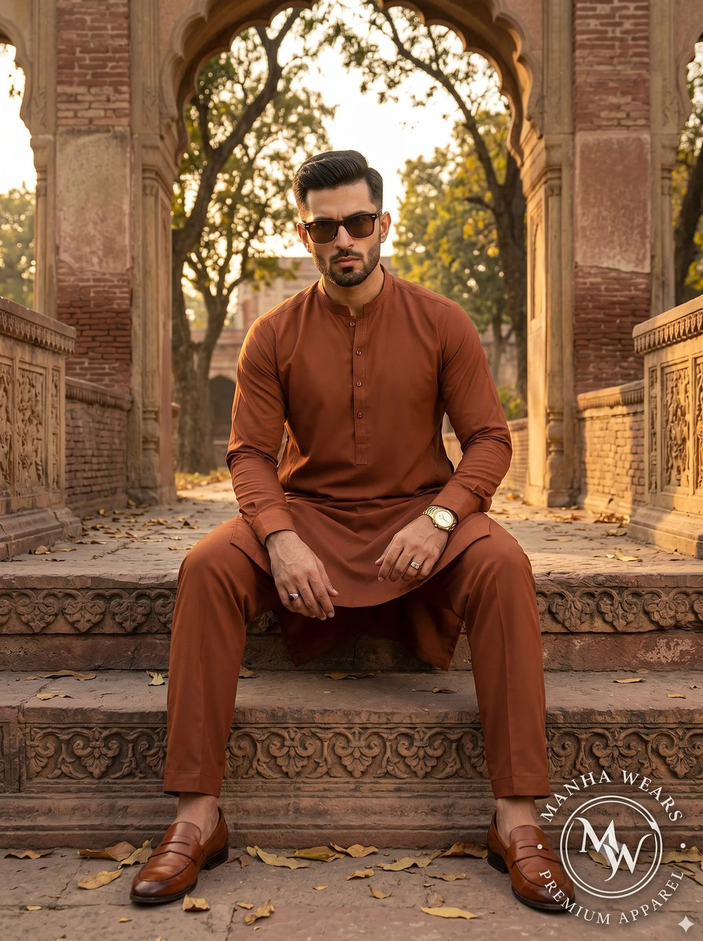 Burnt Sienna Brown Wash & Wear  — Premium Apparel | Unstitched