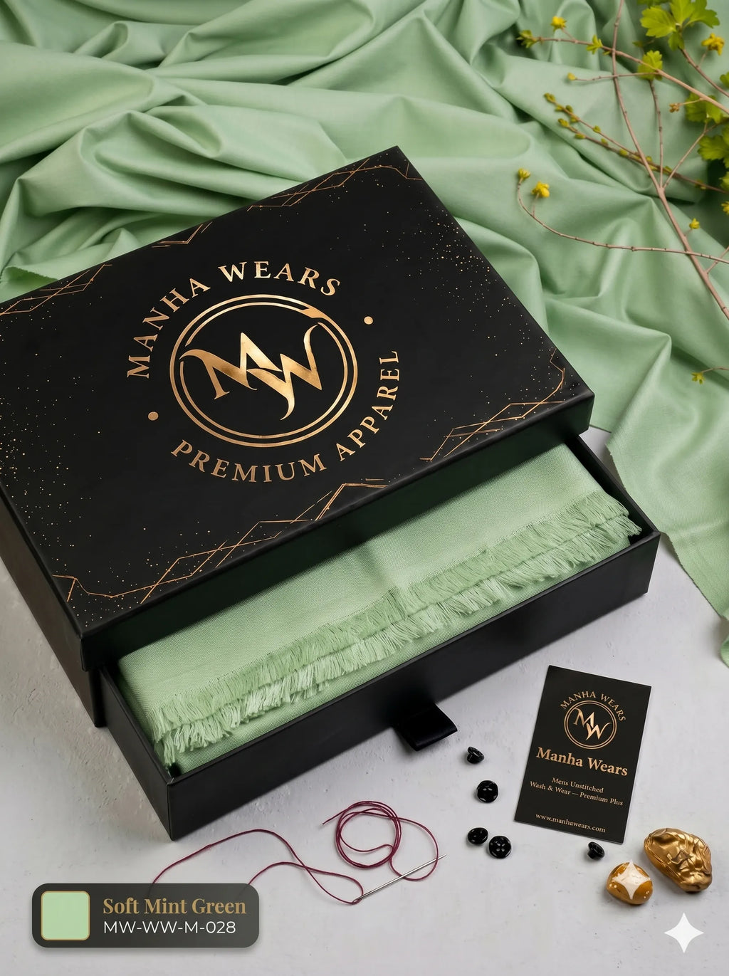 Soft Mint Green Wash & Wear  — Premium Apparel | Unstitched