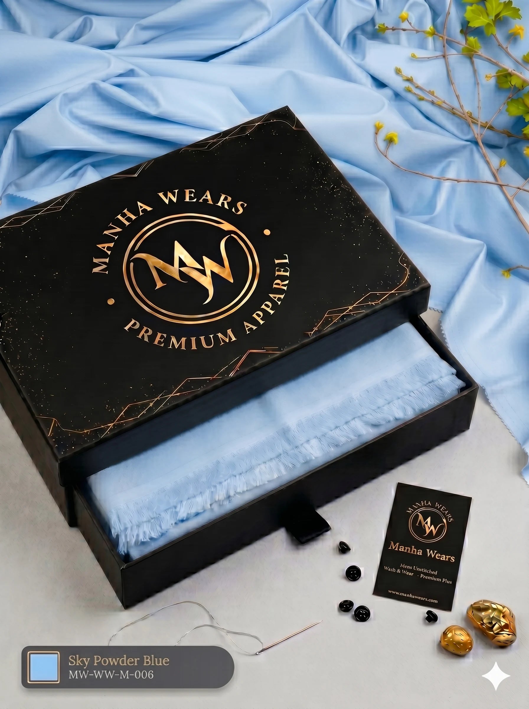 Sky Blue Wash & Wear— Premium Apparel | Unstitched