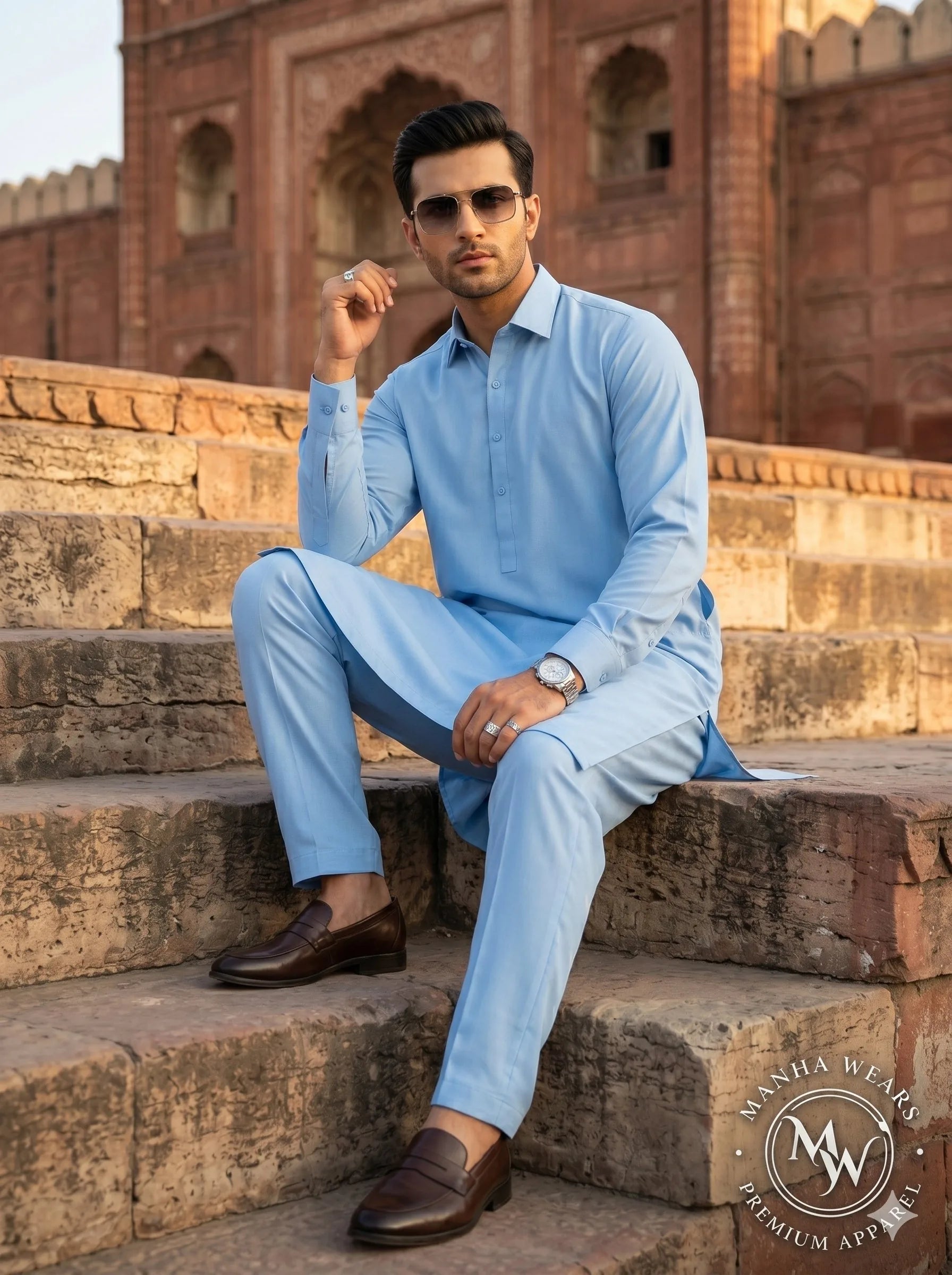 Sky Blue Wash & Wear— Premium Apparel | Unstitched