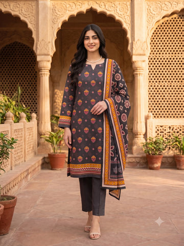 Charcoal Bloom - 3 Piece