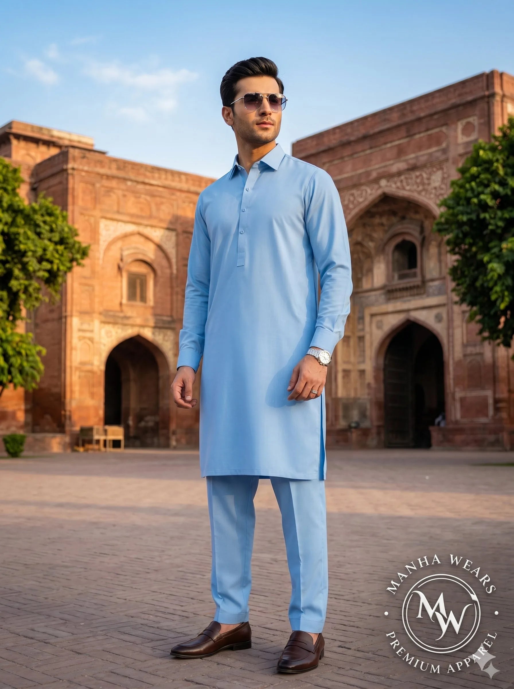 Sky Blue Wash & Wear— Premium Apparel | Unstitched