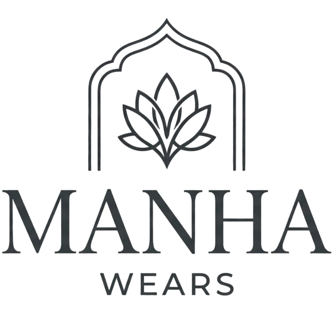 Manha Wears logo with a decorative element on a transparent background