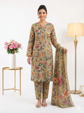 Woman wearing a floral outfit with a lamp and table in the background