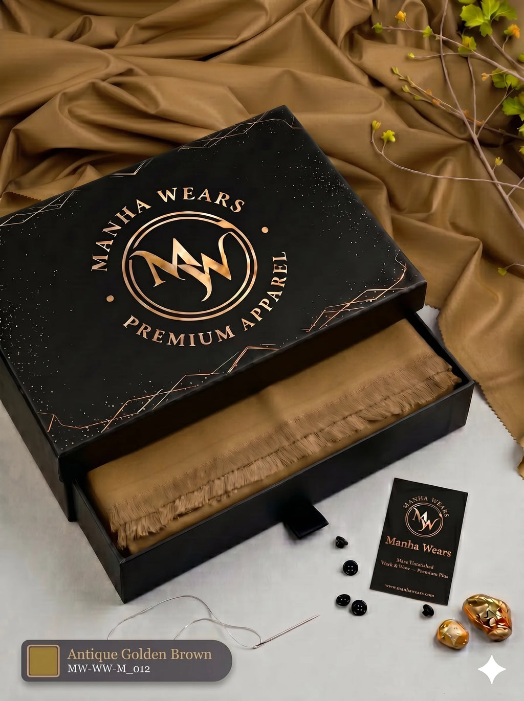 Gold Brown Wash & Wear — Premium Apparel | Unstitched