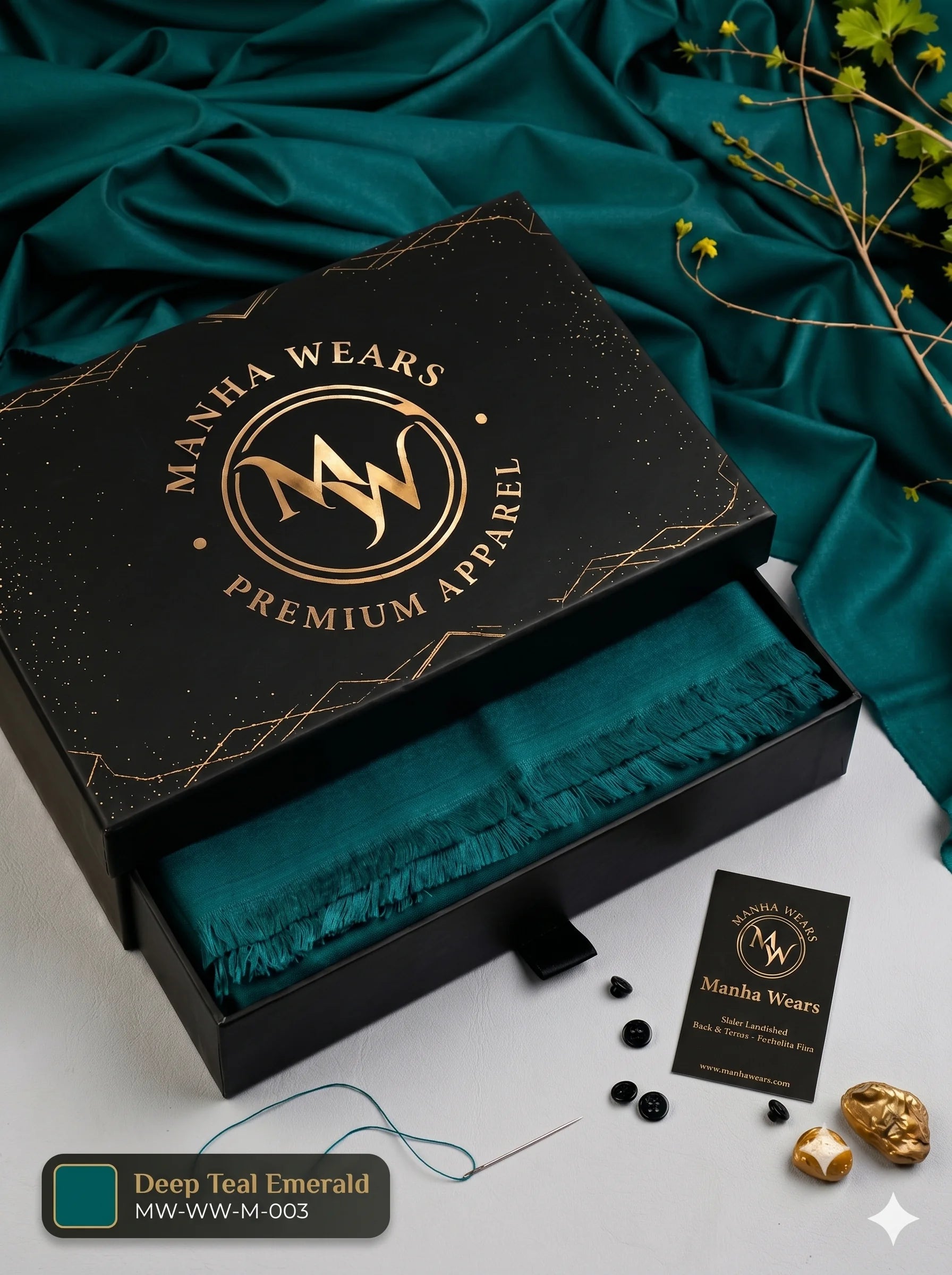 Deep Teal Emerald Wash & Wear— Premium Apparel | Unstitched