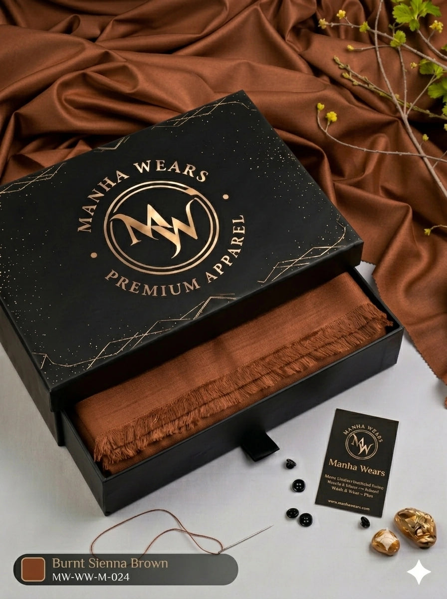 Burnt Sienna Brown Wash & Wear  — Premium Apparel | Unstitched