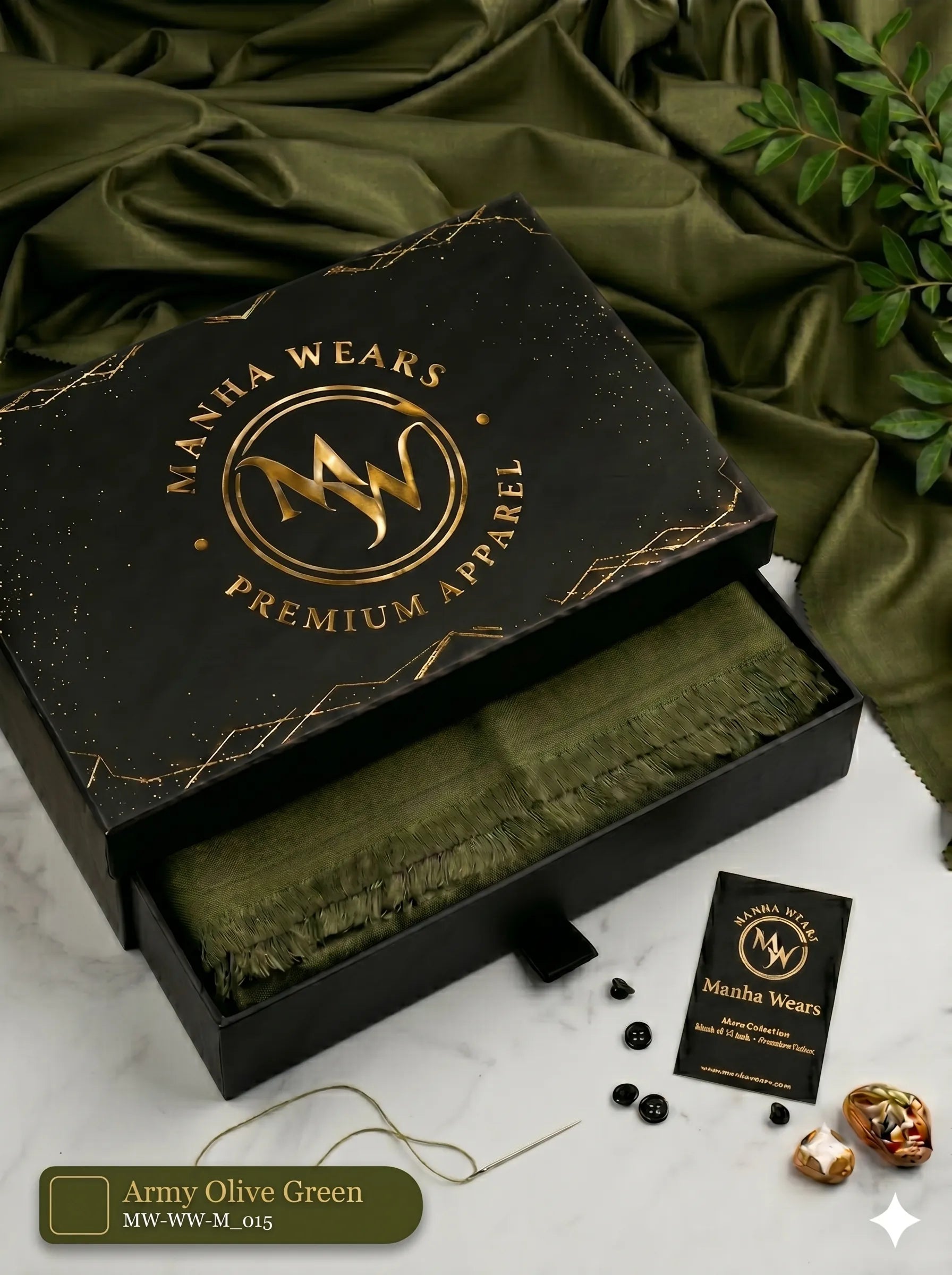 Army Olive Green Wash & Wear— Premium Apparel | Unstitched