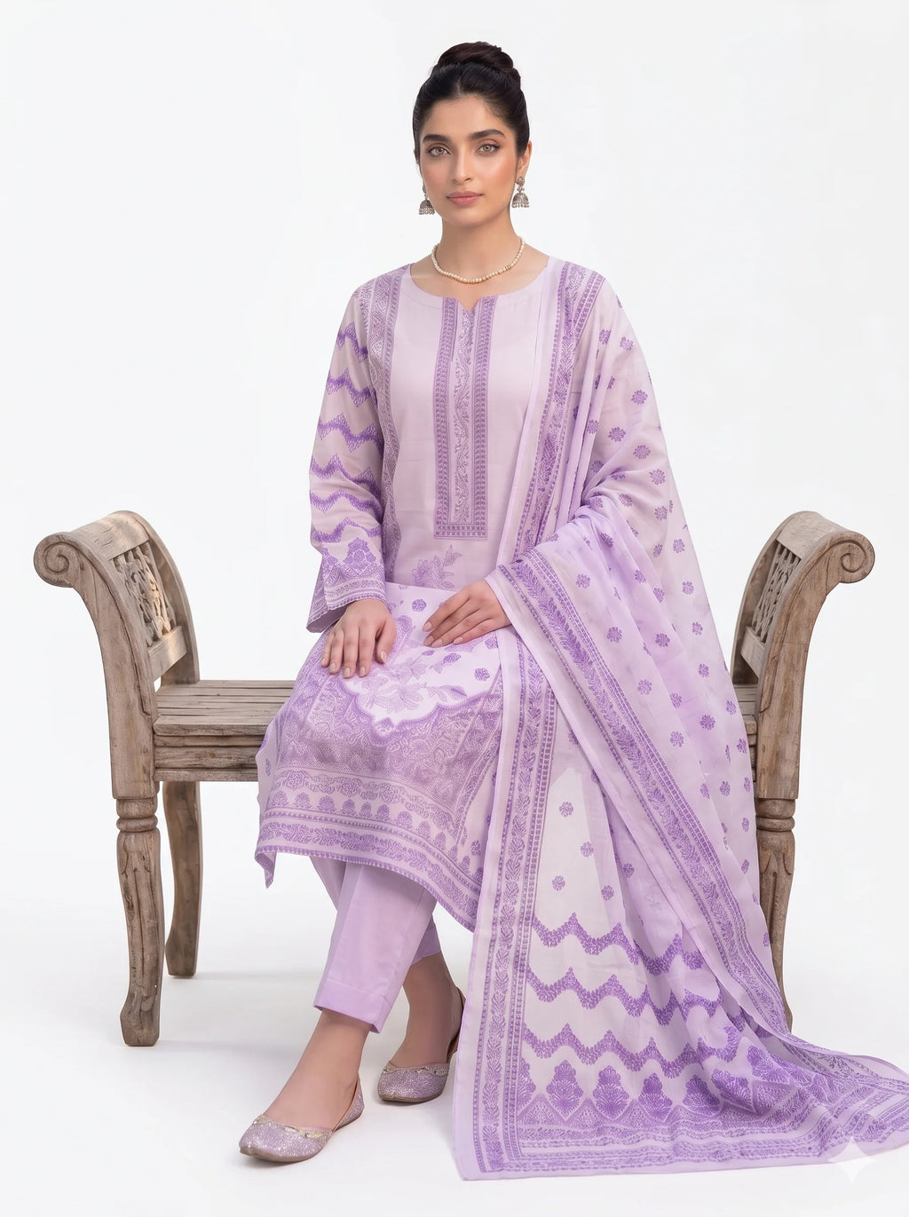 Lavender Floral Printed Lawn — 3 Piece Unstitched