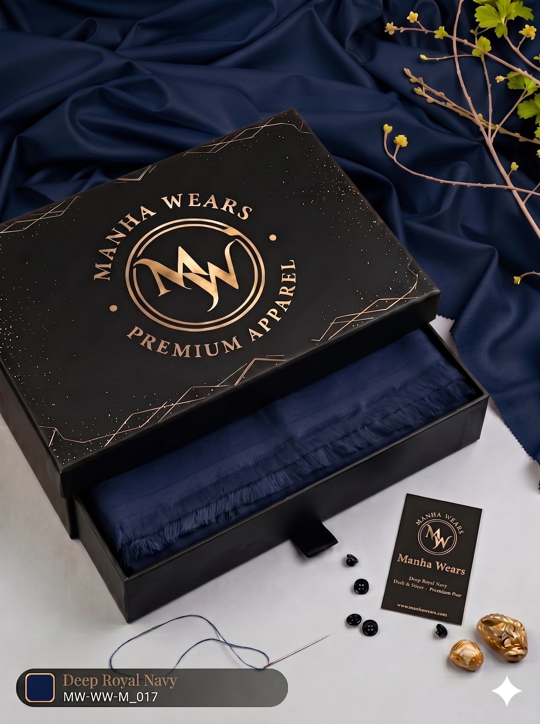 Deep Royal Navy Wash & Wear— Premium Apparel | Unstitched