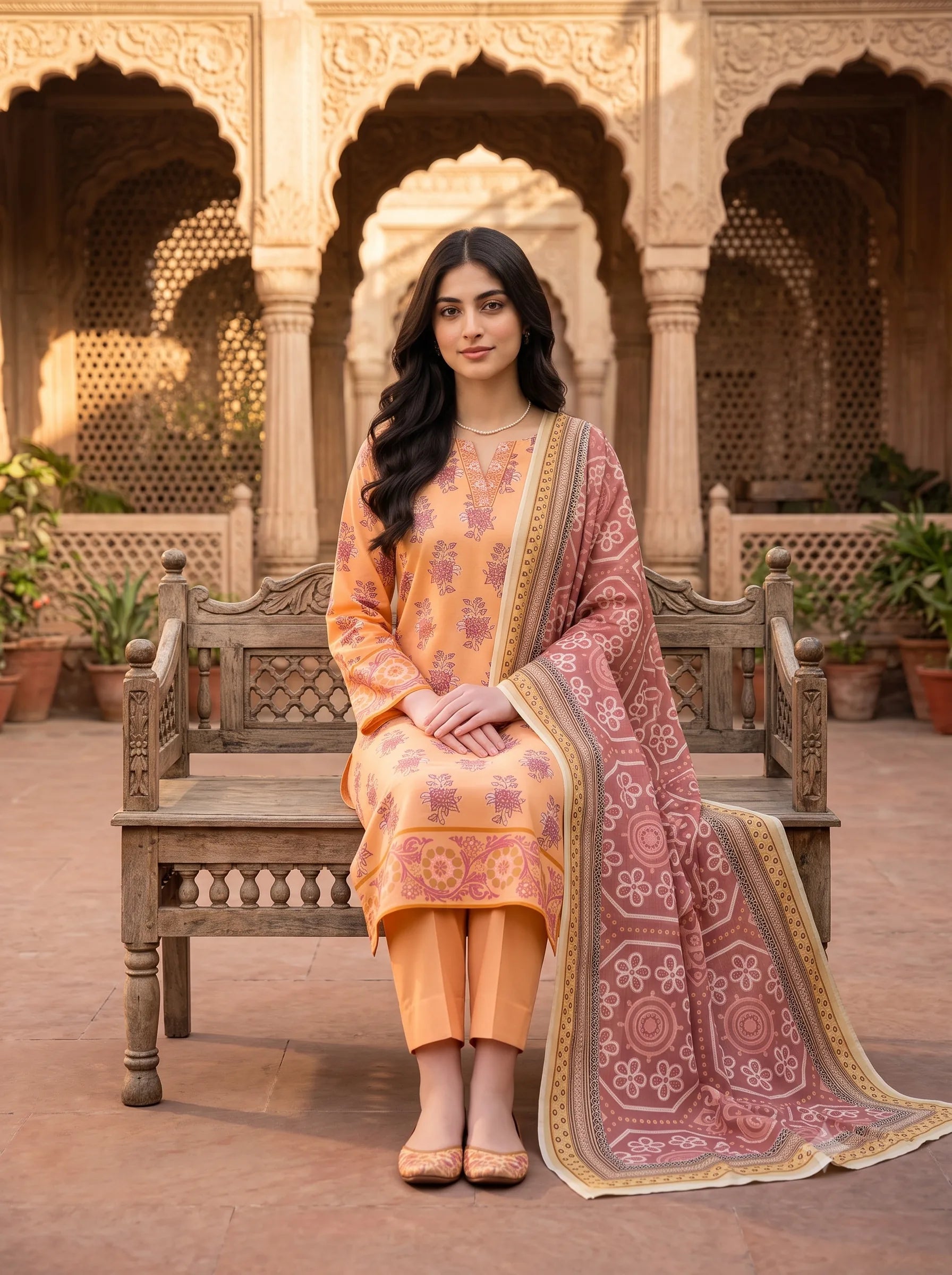 Peach Elegance - 3 Piece